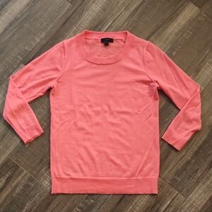 J Crew Tilly Crew Neck 3/4 Sleeve Sweater Coral Orange XS